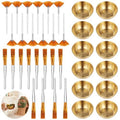 36 Pcs Esthetician Supplies for Facials Set, 12 Golden Stainless Steel Mixing Bowls, 12 Fan & 12 Detail Brushes, Facial Masks Brushes for Even Masks Application, Women Clay Masks Mixing Tools Kit