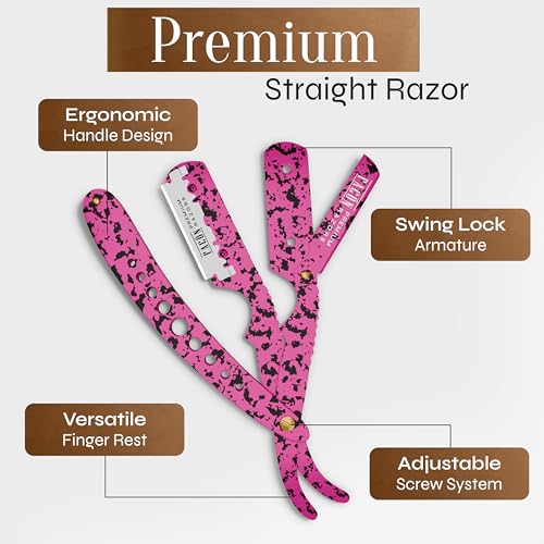 Fac?n Straight Razors for Men - Professional Barber Straight Edge Razor Kit with 100 Blades, Classic Stainless Steel Barbero Shaver for a Smooth & Precise Shave, Premium Barber Razor for Men's Shaving