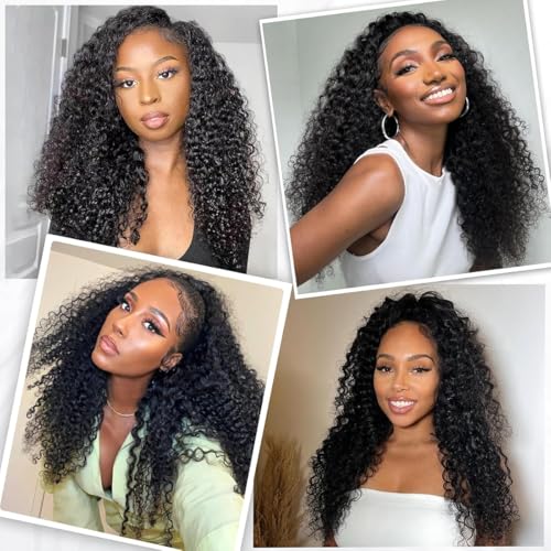 Natural Color Pixie Curly Human Hair Bundles 14 Inch Water Wave Textured Extensions - Black Women