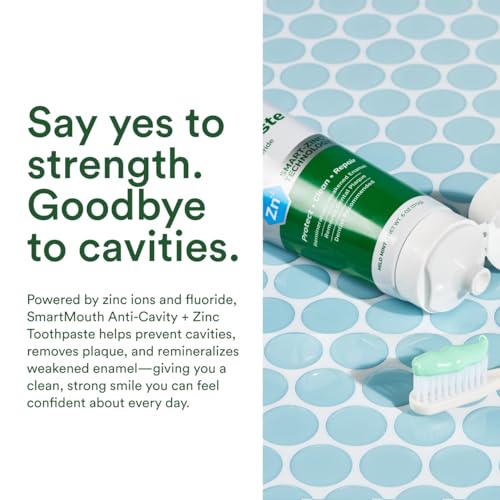 SmartMouth Anti-Cavity Zinc Toothpaste 6 oz Pack of 2 - Fluoride & Enamel Support