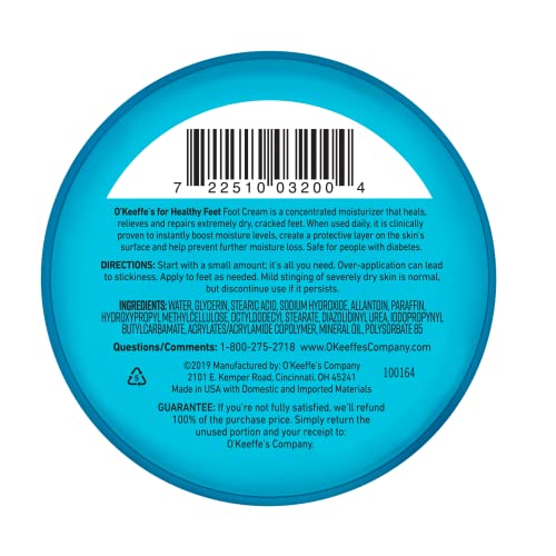 O'Keeffe's Healthy Feet Foot Cream 3.2oz Pack of 3 - Heals Cracked Dry Feet