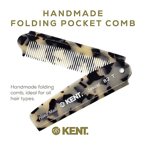 Kent 82T TW Handmade Folding Pocket Comb 2 Pack White Tokyo for Grooming