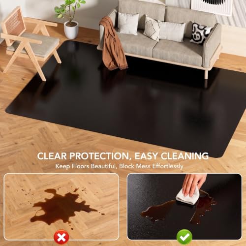 Black 5'x8' Waterproof Non Slip Floor Mat for Dining & Kitchen Protection - Plastic Rug