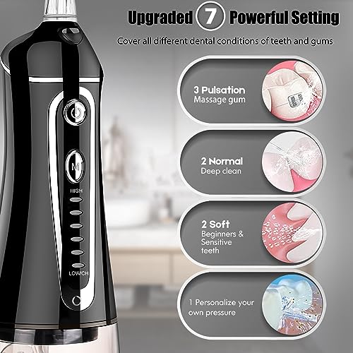 Cordless Water Flosser for Teeth with 7 Settings & Rechargeable Oral Irrigator
