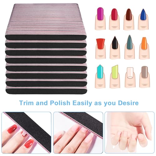 200 Pcs Nail Files Bulk - Double Sided 100/180 Grit Emery Boards for Natural & Acrylic Nails - Black Variation of THIS listing
