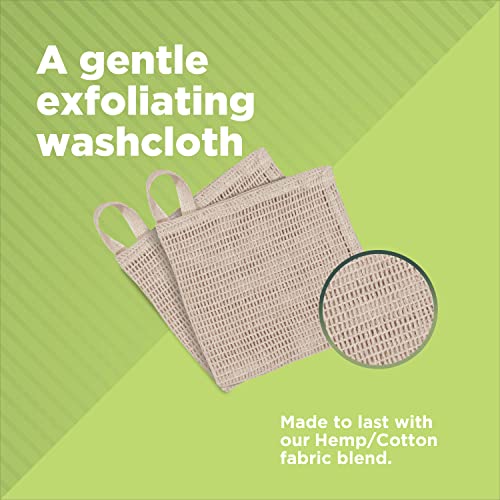 Hemp & Organic Cotton Washcloth 4 Pack - Open Knit Exfoliating Bath & Kitchen Towels