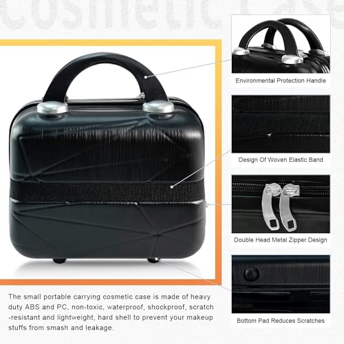 GigabitBest 12 Inch Multi-Purpose Waterproof Hard Shell Makeup Case (H003-Black-12 Inch)