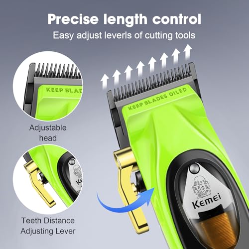 KEMEI Professional Hair Clipper for Men, Rechargeable Barber Clipper, Cordless Electric Hair Clipper and Trimmer, Haircut Clipper, Gift for Men
