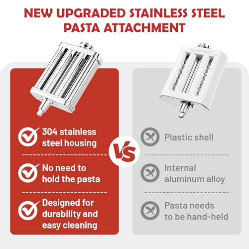 Silver 3-in-1 Pasta Maker Attachment for KitchenAid Stand Mixer