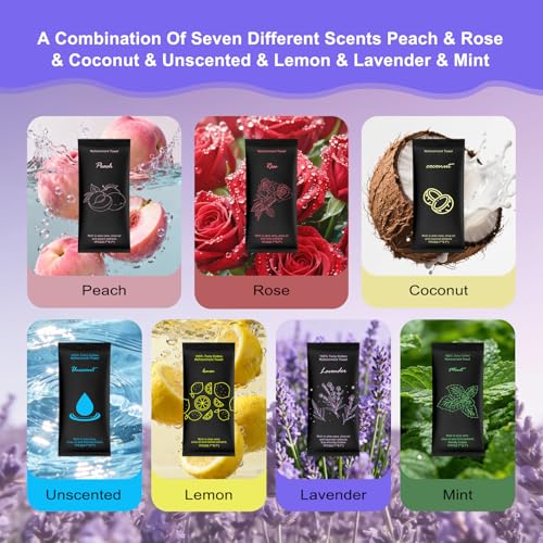Moist Cotton Towel Bulk Moist Towelettes Individually Wrapped 8.7" x 8.7",White Towel Services,Refreshment Pre Moistened Towels Lavender Lemon Mint Unscented Peach Rose Coconut for Sport Spa (70)