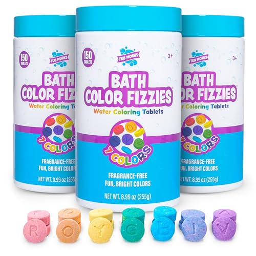 Kids Bath Color Tablets - 150 Count, Nontoxic & Fragrance-Free, 7 Bright Colors for Fun & Creative Bath Time