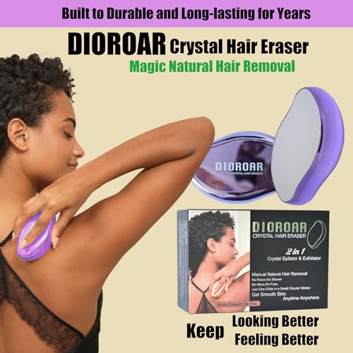 Crystal Hair Eraser,Upgrade Crystal Hair Remover,Physical Nano Glass Hair Removal Device,Painless Epilator and Exfoliator Without Shaver for Quick Soft Silky Skin(Violet)