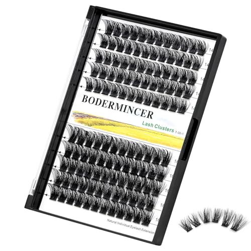 Bodermincer 120 Clusters 10mm+12mm/12mm+14mm Mixed Lash Cluster False Eyelash Individual Cluster EyeLashes Grafting Fake False Eyelashes Eyelash Extension (M01-Black-16mm)