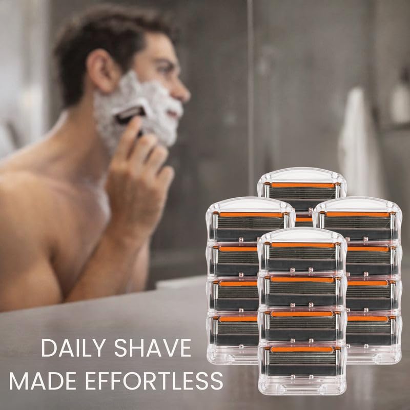 Black 24 Pack Razor Blades for Men 5 Layer Compatibility with GF5 & Trimmer