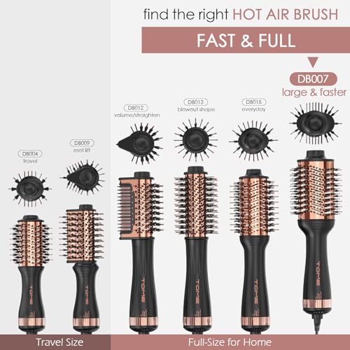 3-Inch Hot Air Brush - 1200W Oval Ceramic Titanium Blowout Styling Tool, Dual Voltage - Black