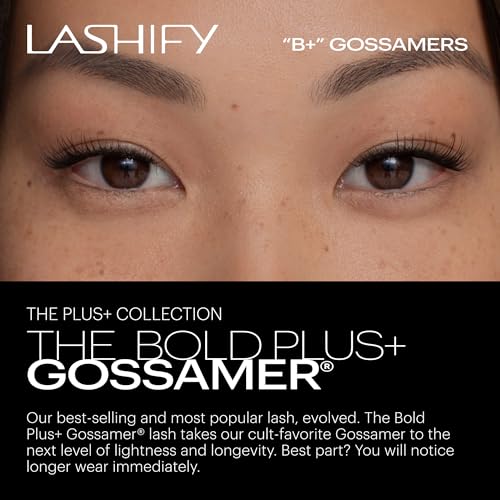 Lashify Bold Plus+ 10mm Gossamer Eyelash Extensions Refill in Minx Color, Easy DIY False Lashes for the Most Delicate, Natural and Long Lasting Look