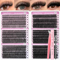 Lash Clusters Kit Wispy Lash Clusters 30D-100D 708pcs Individual Lashes Clusters Kit 8-16mm Natural Eyelash Clusters With Thin Band Soft Cluster Lashes Lash Bond and Seal Tweezers & Brush