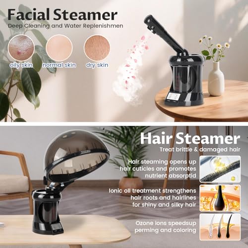 Lailelaodi 2-in-1 Hair and Face Steamer with Aromatherapy - Portable Tabletop Personal Care