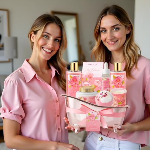 Luxury Bath & Body Gift Set with Rose & Jasmine Spa Products for Women