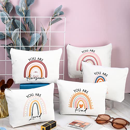 Rainbow Inspirational Canvas Makeup Bag Set - Thank You Gift for Women, 20 Pcs