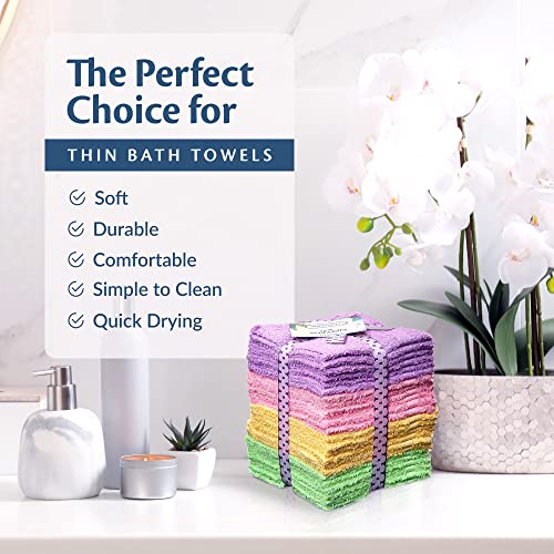 Cotton Assorted Pastel Mix Washcloths Ring Spun Premium Cotton 12'' x 12'' (66)