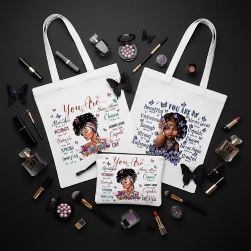 Stylish African American Tote Bag & Makeup Bag Set - Juneteenth Gifts