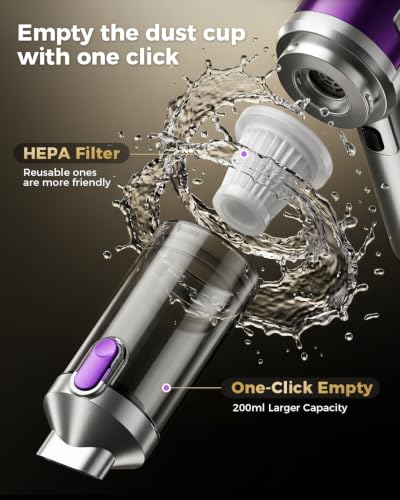 Silver Cordless Handheld Car Vacuum - 4-in-1 Portable Mini Cleaner with 22 kPa Suction