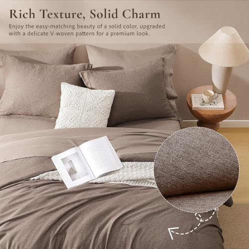 Amber Brown King Comforter Set - 7 Pieces Bedding in a Bag, Soft & Cozy