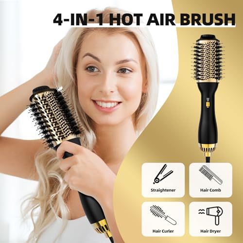 Golden 4-in-1 Hot Air Brush with Oval Barrel - Salon-Grade Hair Styling Tool
