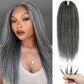 Grey Salt and Pepper Crochet Hair 12 Inch 50 Strands - Reusable Human Hair Bundles for Black Women, Invisible Knotless Style - #Grey Straight-50Strands / 12IN