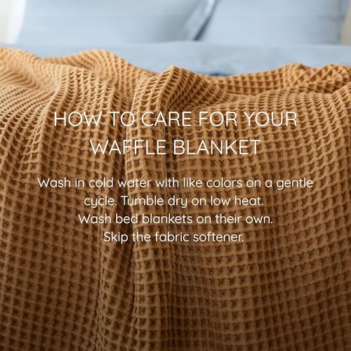 Cotton Waffle Blanket Twin XL Size 63x91 inches - Breathable & Lightweight