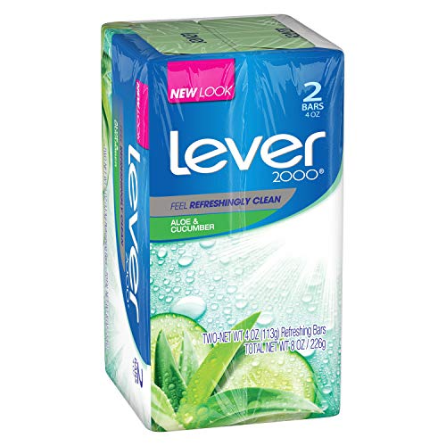Lever 2000 Bar Soap, Aloe & Cucumber, 4 Ounce (Pack of 2)