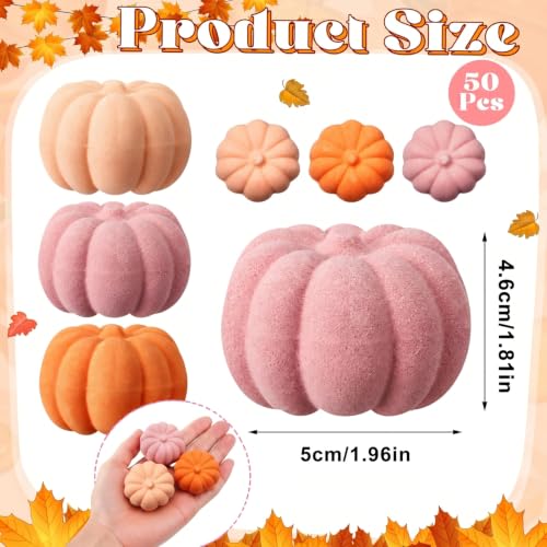 Lounsweer 50 Pink Pumpkin Bath Bombs Fall Baby Shower Favors - Autumn Gift Set