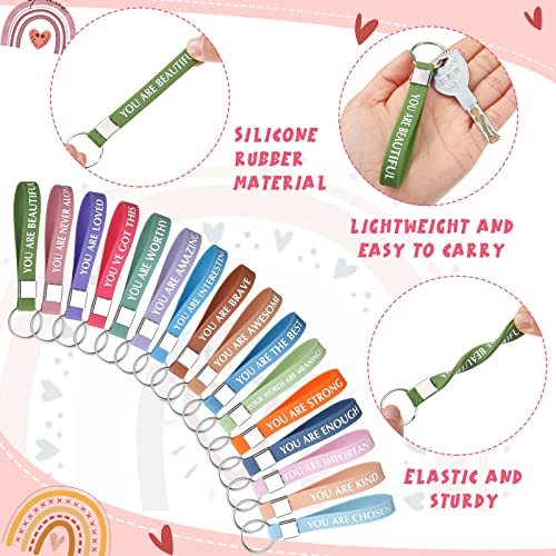 Hillban 32 Pcs Canvas Cosmetic Makeup Bag Women Mother's Day Inspirational Gifts Travel Toiletry Makeup Bag Pouch with Keychains for Women's History Month Mother Teacher Appreciation Gift(Rainbow)