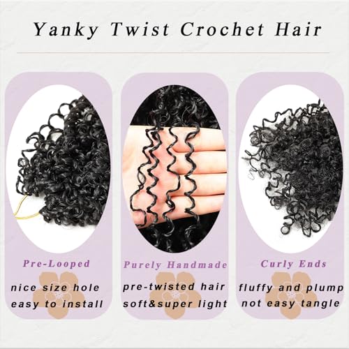 LIYATE 8 Pack Yanky Twist Crochet Hair 10 Inch 240 Strands for Black Women - Natural & Lightweight