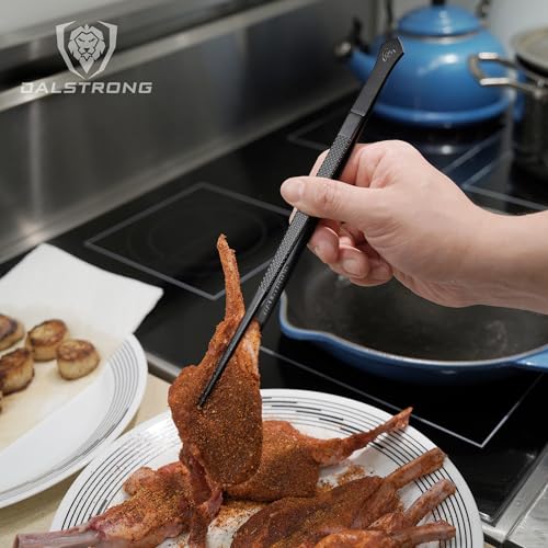 Dalstrong 2-Piece Food Tongs Set - 6.5 & 10 Inches, Black Titanium Coated, High-Precision Kitchen Utensils