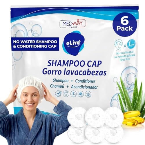 MedVance Rinse-Free Shampoo & Conditioner Shower Cap 6 Pack - Dry Hair Wash