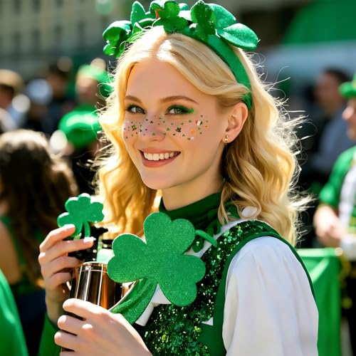 Konsait St Patricks Day Face Tattoos ? Gold Leprechaun Shamrock Freckles Makeup Tattoo Kit for St. Patrick's Day, Parade, Festivals Style & Accessories