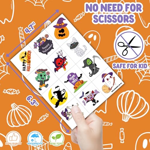 72 PCS Halloween Party Favors ? 48 Pre-Cut Temporary Tattoos & 24 Halloween Punch Balloons Trick or Treat Themed Birthday Party Decorations Supplies Favors Gifts, Goodie Bag Fillers, Classroom Rewards