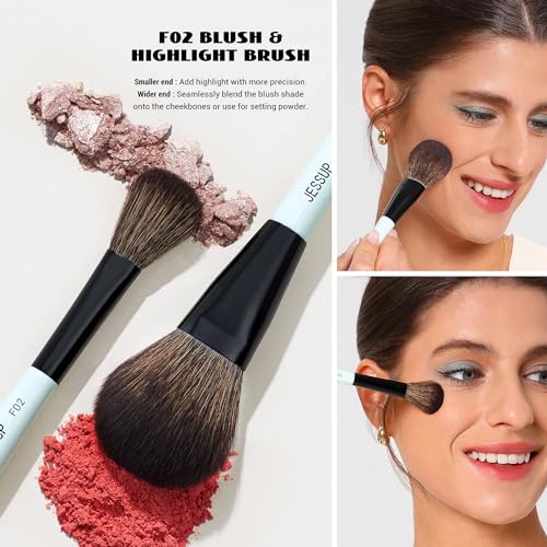 Jessup Double Sided Makeup Brushes Set T502 Bundled with Makeup Sponge Set SP013