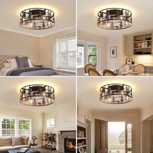 Farmhouse Bronze Ceiling Fan with Light & Remote Control - 18 Inch