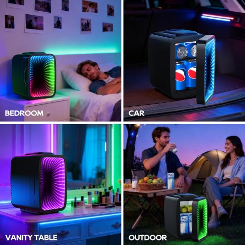 BEICHEN 4L Mini Fridge Black with APP Light Controller for Gaming & Bedroom