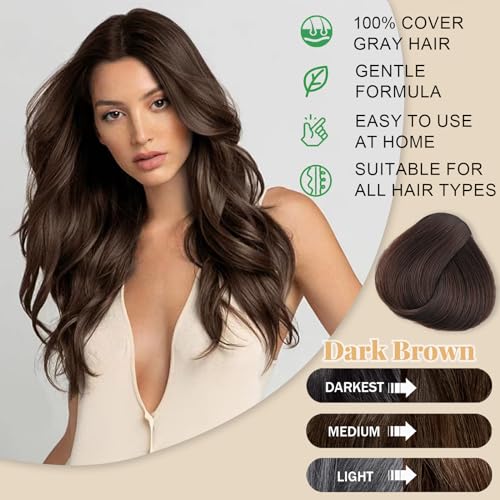 iemoKoda Dark Brown Plant-Based Hair Color Shampoo 3-in-1 for Grey Coverage