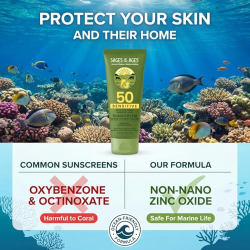 100% Mineral Sunscreen SPF 50 with Non-Nano Zinc Oxide ? Reef Safe UVA/UVB Broad Spectrum Sunblock, Water Resistant 80 Min, Moisturizing Tallow Lotion for Face & Body, 3.4 fl oz