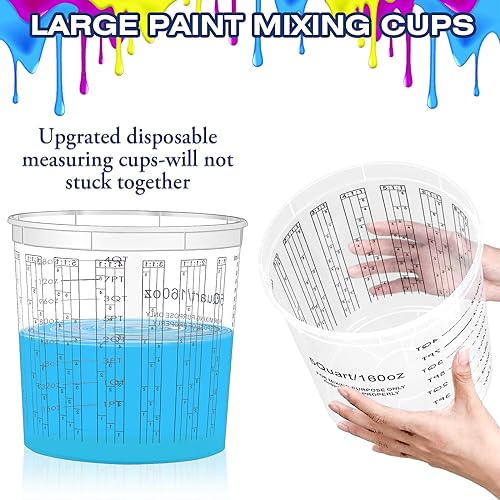 30 Pcs Paint Mixing Cups 5 Quart Graduated Buckets with 6 Lids - Bulk Art Supplies