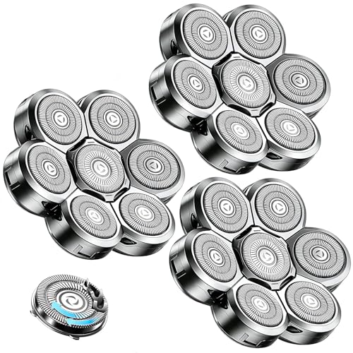 Velurie 3-Pack Silver Replacement Heads for 7D Floating Shaver - Compatible with Freebird