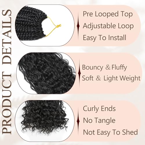 Vustbeauty 10 Inch Goddess Boho Box Braids Crochet Hair - Pack of 9, 1B