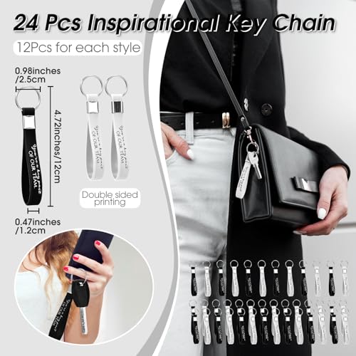 Sanwuta 48 Pcs Canvas Cosmetic Bag Bulk Appreciation Gift Inspirational Canvas Makeup Bags Keychains Set Christmas Party Favors for Teacher Students Employees Coworker Women (Team)