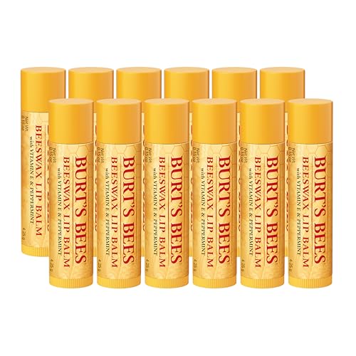 Burt's Bees Beeswax Lip Balm Pack - 12 Tubes of Original Flavor, 0.15 oz Each