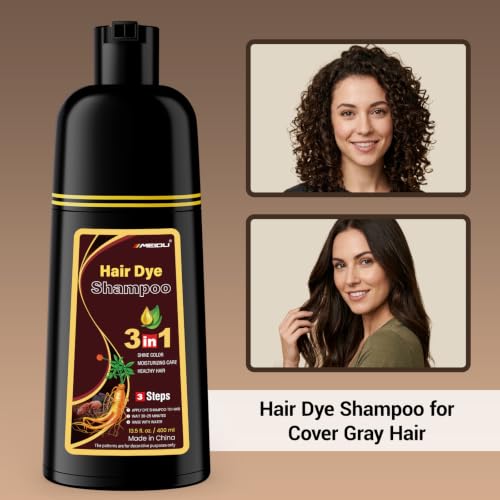 IIIMEIDU Dark Brown Hair Dye Shampoo 3-in-1 for Women & Men - Gray Hair Coverage
